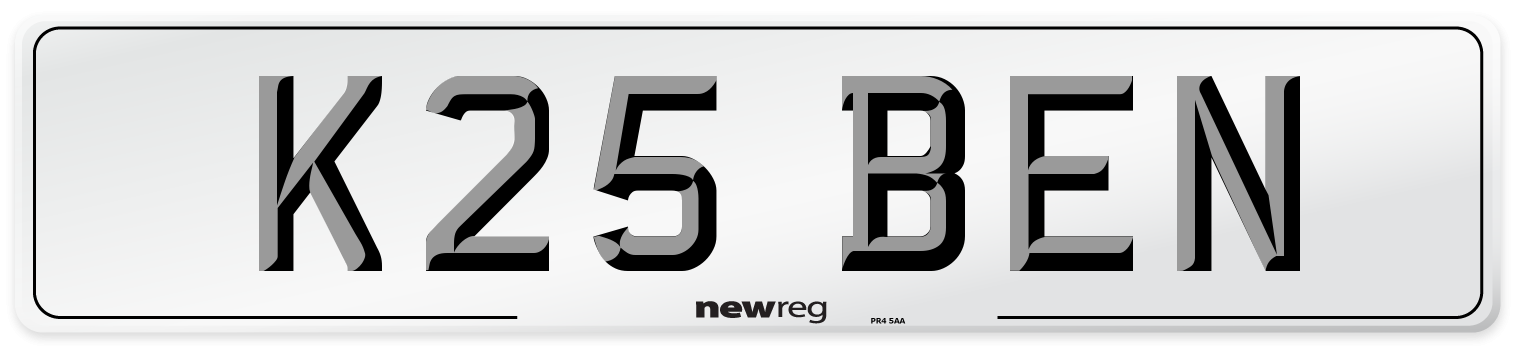 K25 BEN Number Plate from New Reg
